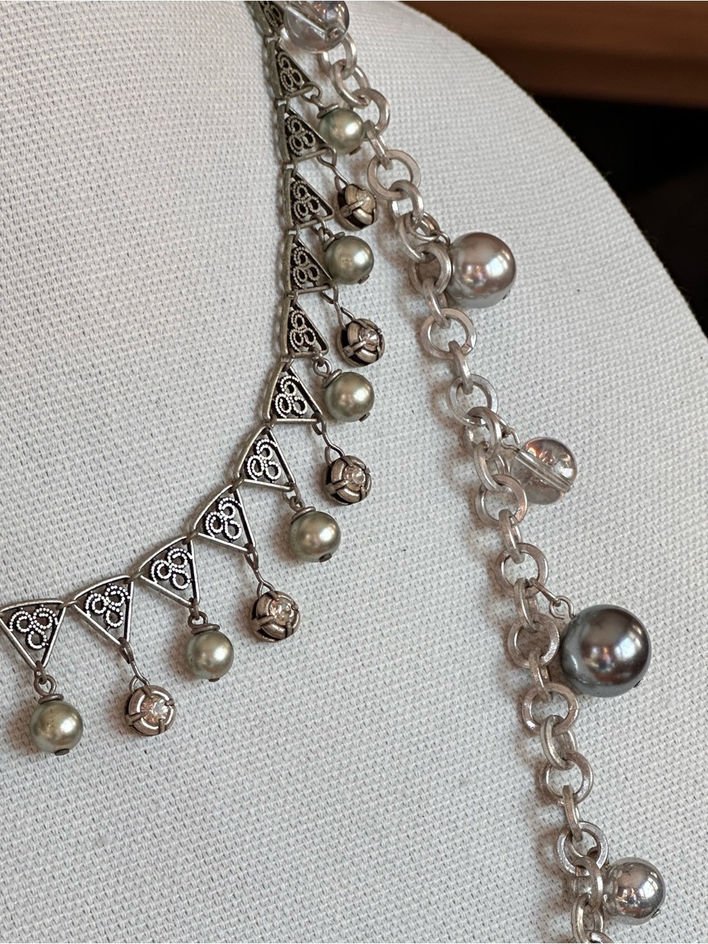 CHICOS & KENNETH COLE Silver-Tone Pearl Drop Necklace Set - Elegant Jewelry